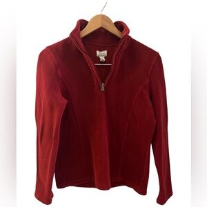 Bass Size Medium Burgandy Micro Fleece Quarter Zip Pullover Women's